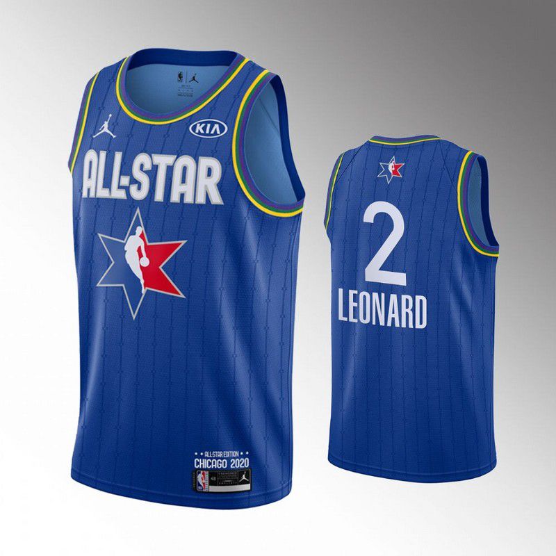 Men Toronto Raptors #2 Leonard Blue 2020 All Star NBA Jerseys
